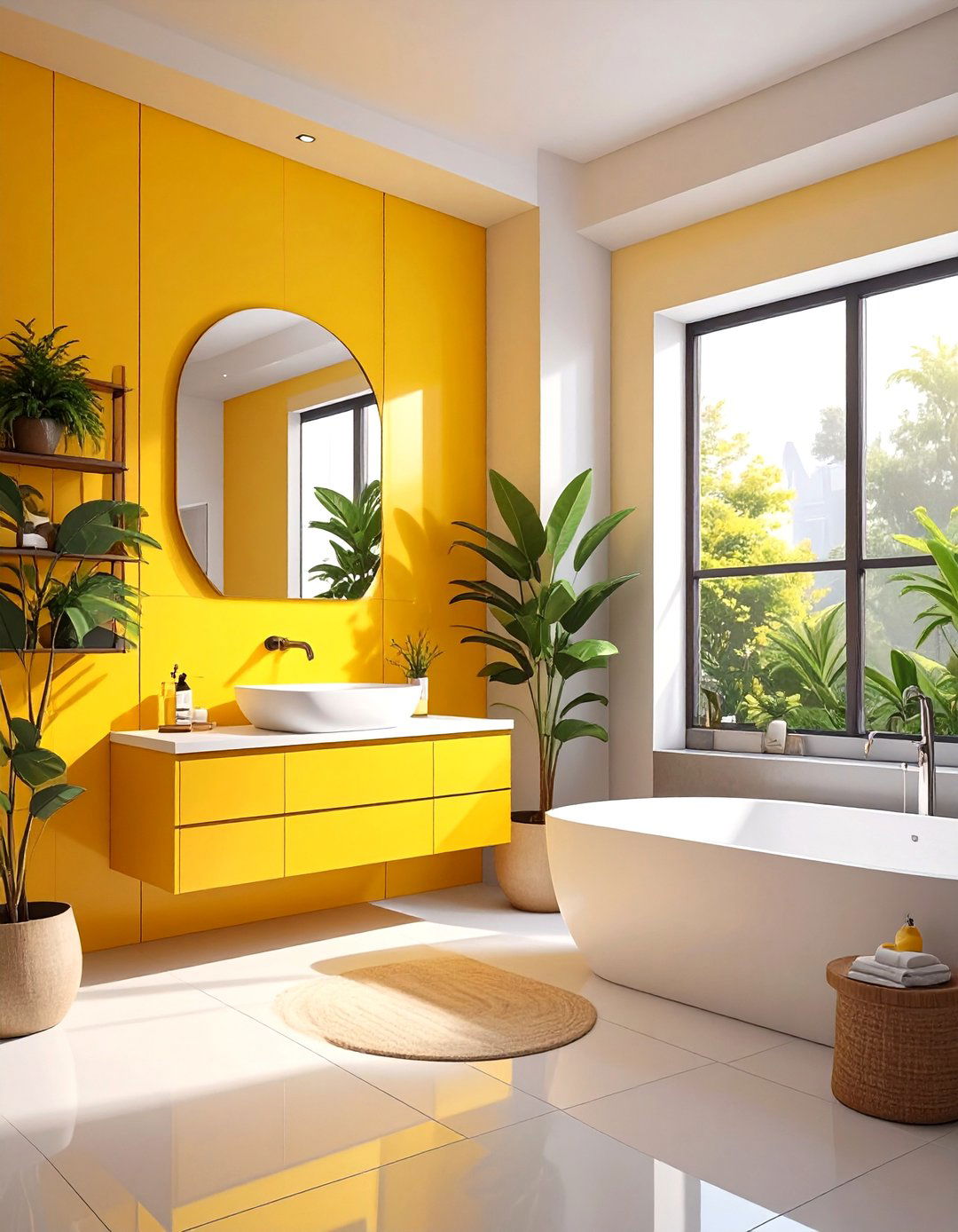 Color Blocking in a Modern Bathroom - 30 bathroom painting ideas photos