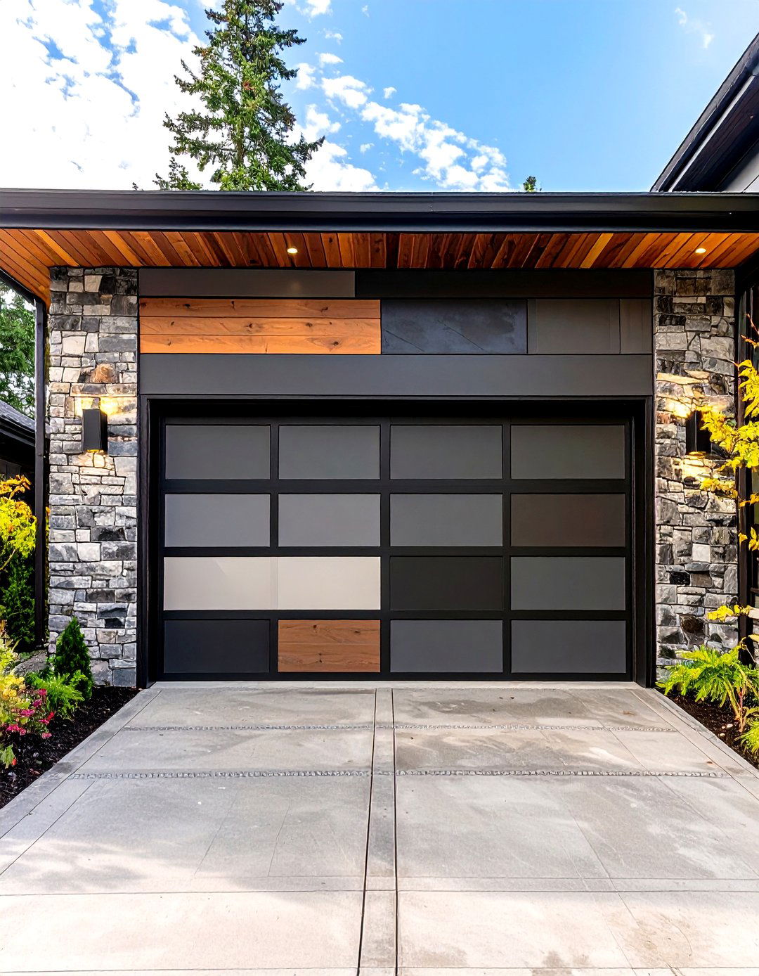 Color Blocking with Panels - 30 garage door color ideas