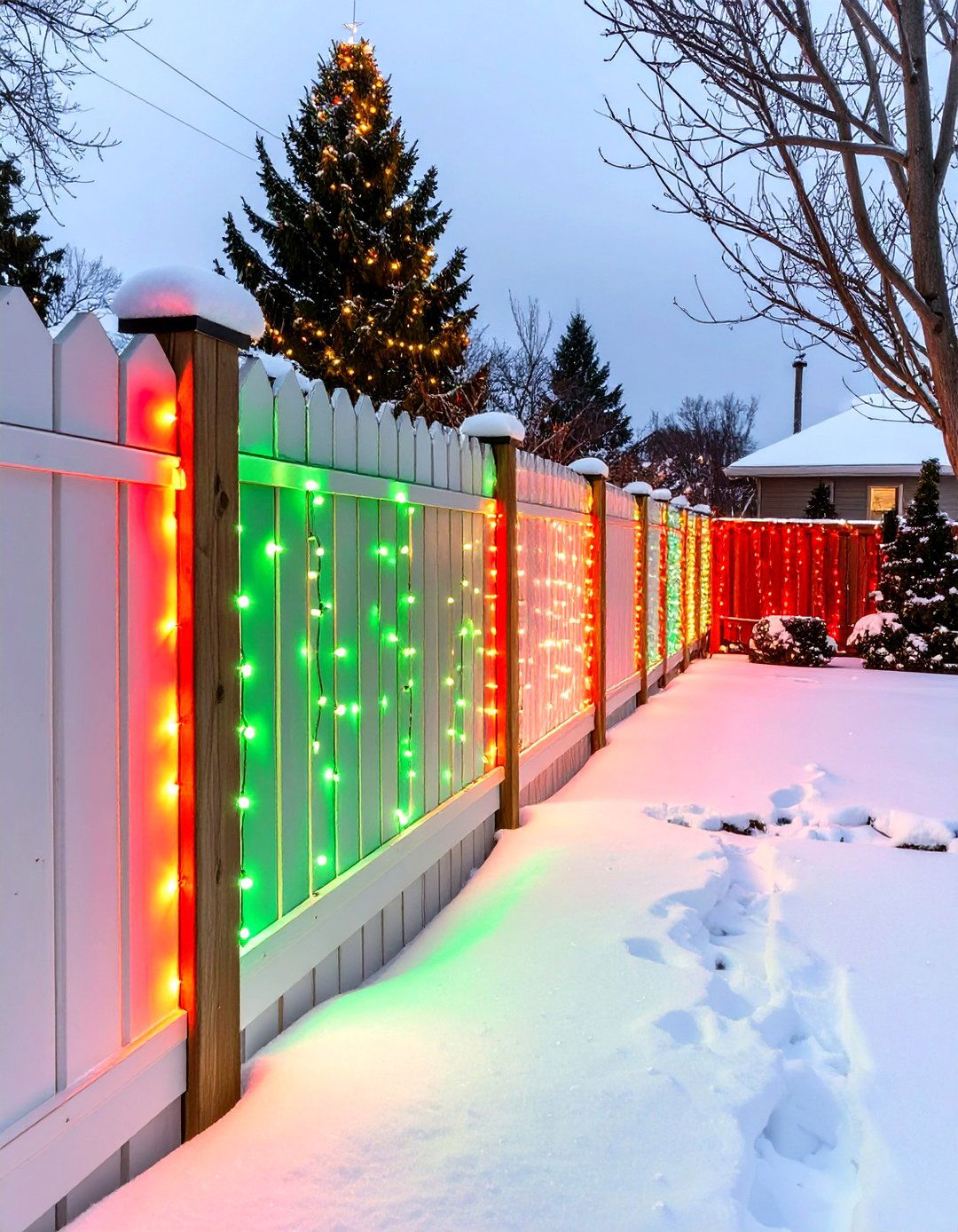 Color Changing Lights for Holiday Themes - 30 outdoor fence lighting ideas