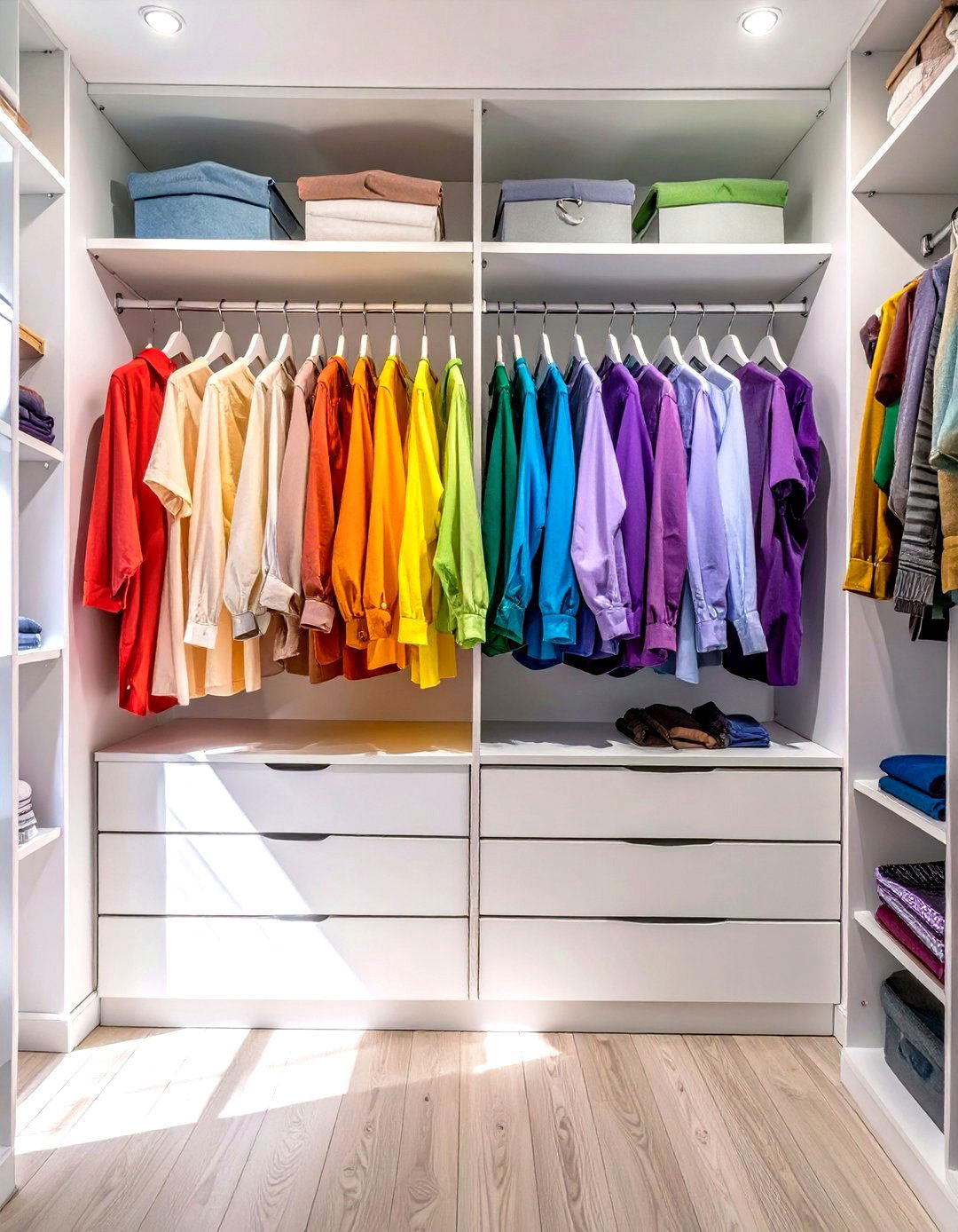 Color Coordinated Wardrobe Closet System - 30 wardrobe closet design ideas