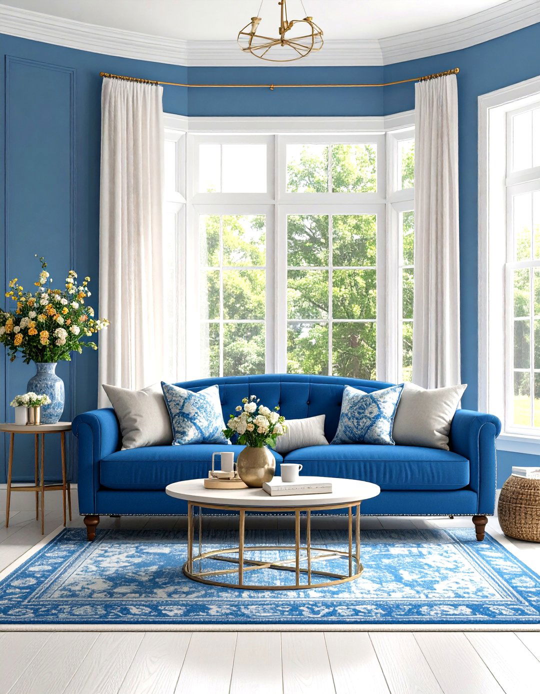 Color Drenched Monochromatic Theme - 30 living room bay window ideas