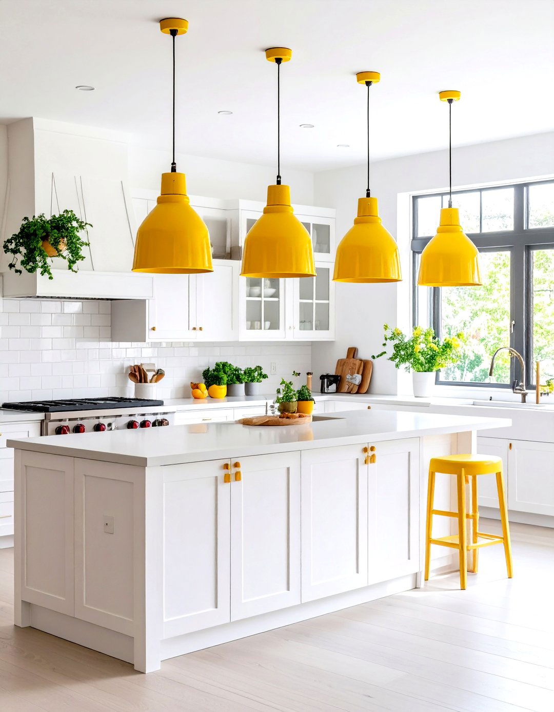 Color Pop Kitchen Powder Coated Pendants - 30 kitchen light ideas