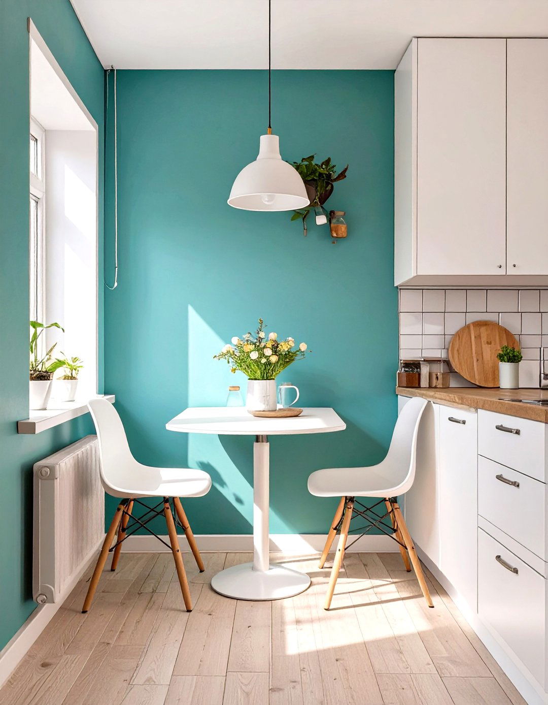 Colorful Accent Wall Kitchen Nook - 30 small kitchen nook ideas