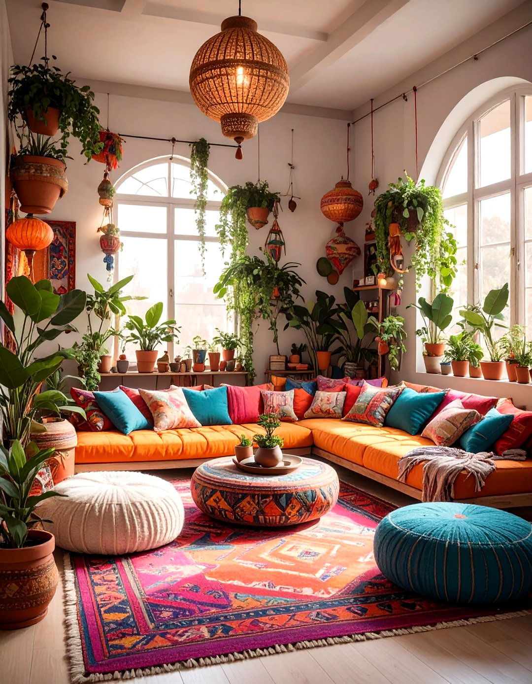 Colorful Bohemian Hangout - 30 minecraft living room ideas