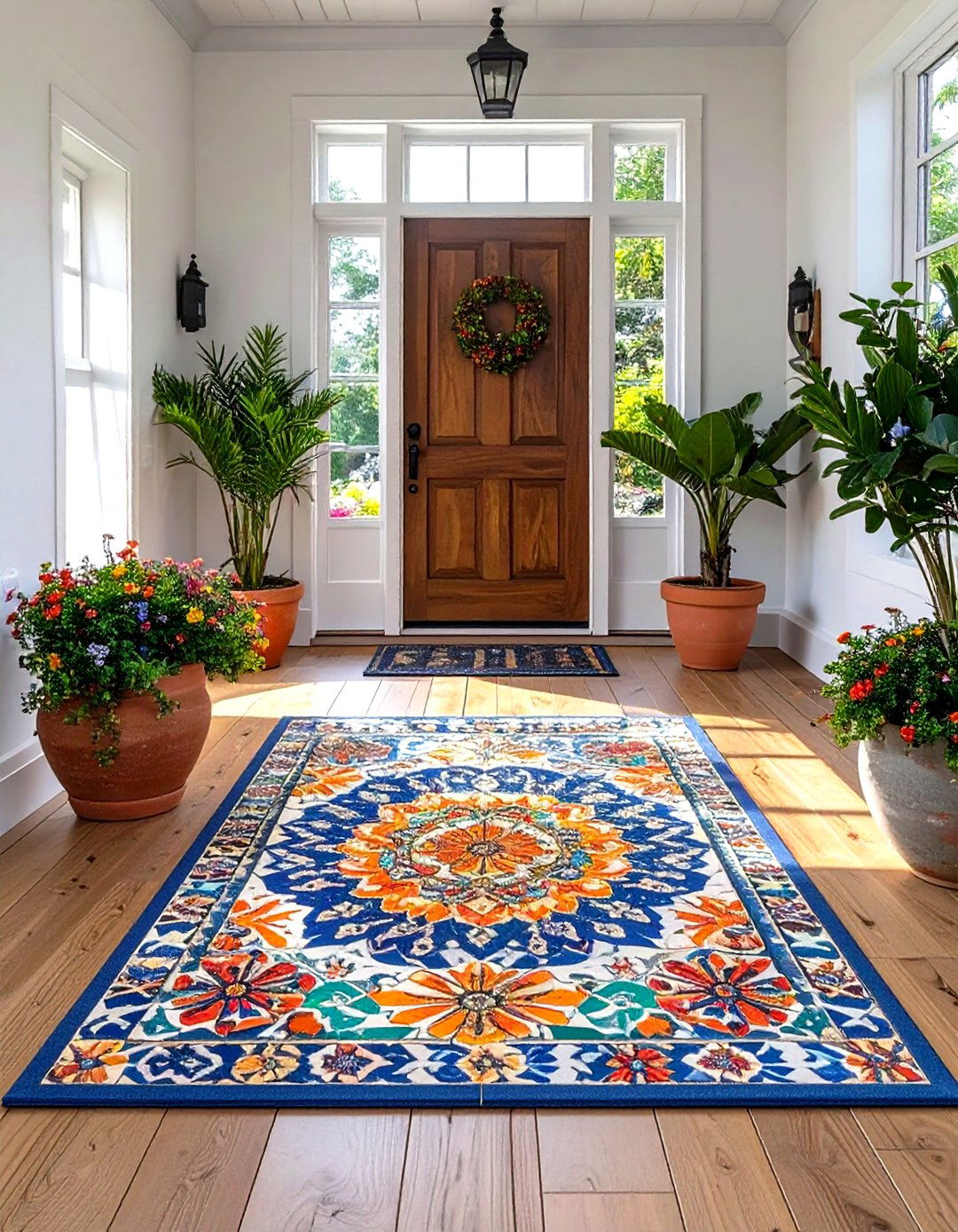 Colorful Cement Tile Inlay - 30 modern entryway tile ideas