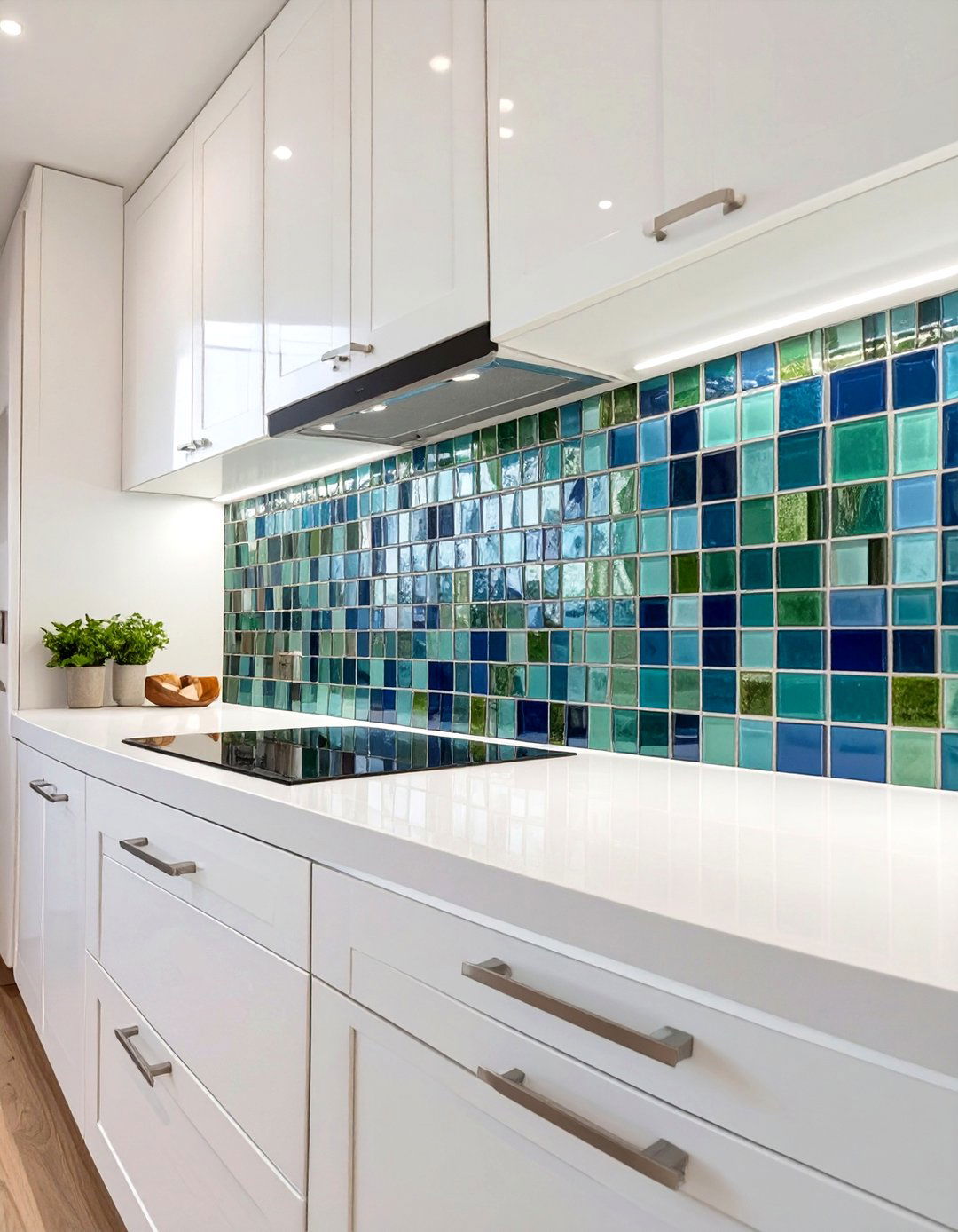 Colorful Glass Mosaic Tile Backsplash - 30 diy backsplash ideas