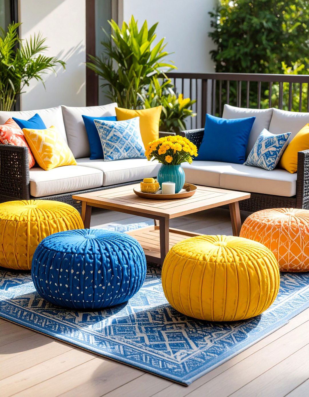 Colorful Outdoor Poufs and Ottomans - 30 outdoor seating ideas