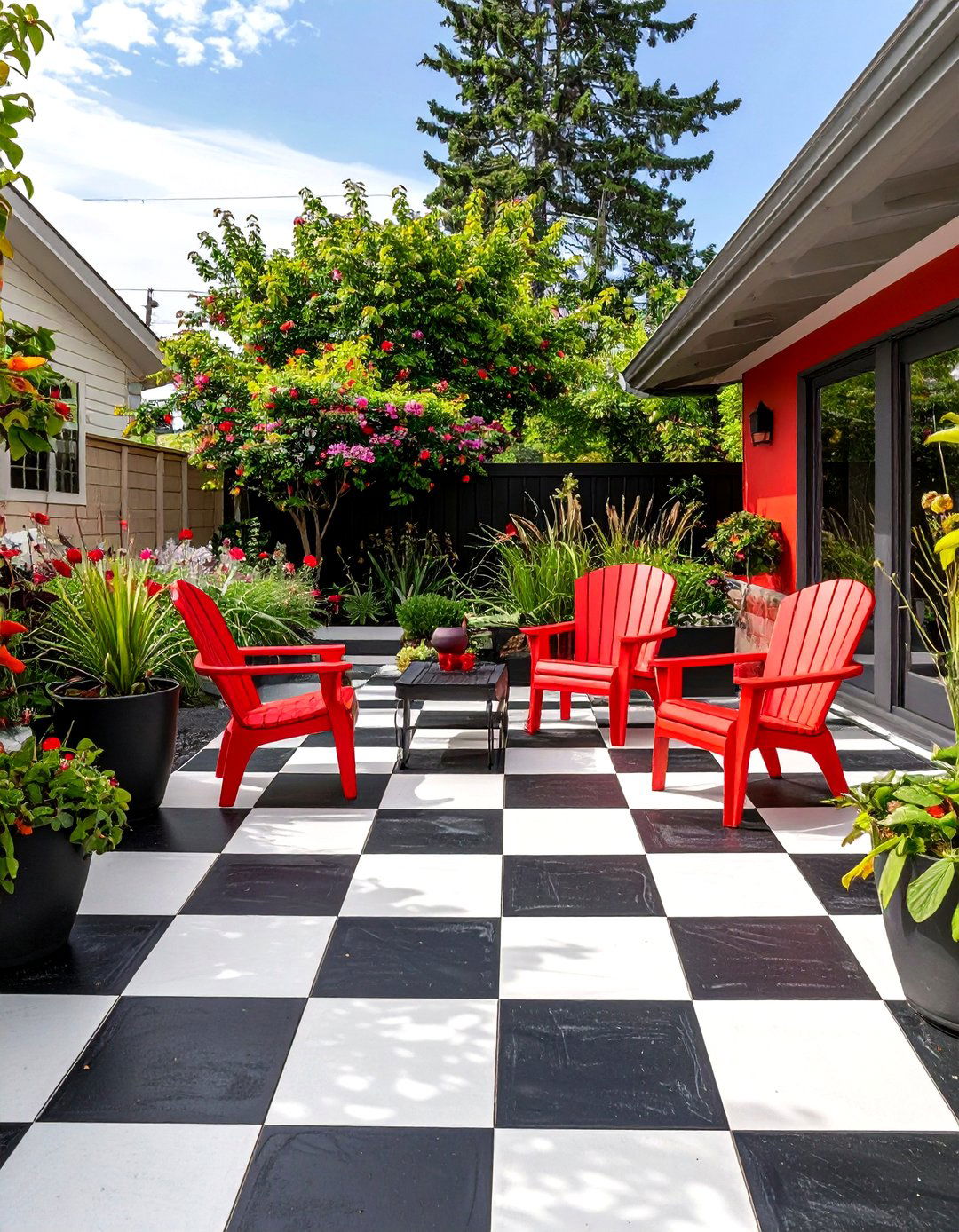 Colorful Painted Concrete Patio - 30 outdoor decor ideas