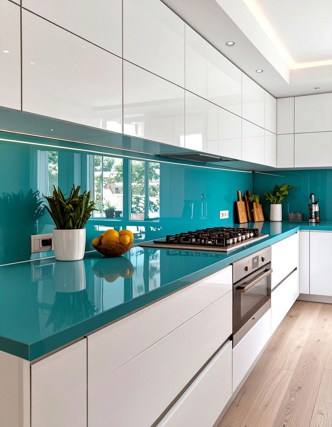 Colorful Painted Glass Backsplash - 30 white cabinet kitchen backsplash ideas