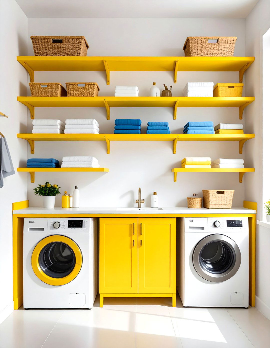 Colorful Painted Laundry Room Shelves - 30 laundry room shelves ideas