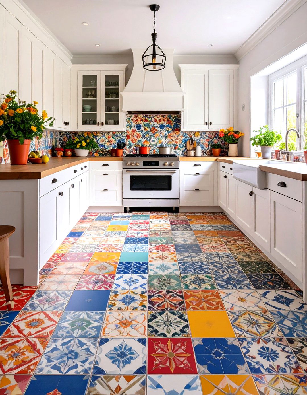 Colorful Patchwork Tile Design - 30 kitchen floor tile ideas