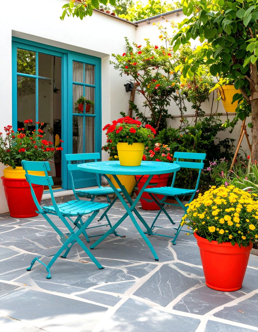 Colorful Patio with Painted Furniture - 30 outdoor patio design pictures ideas