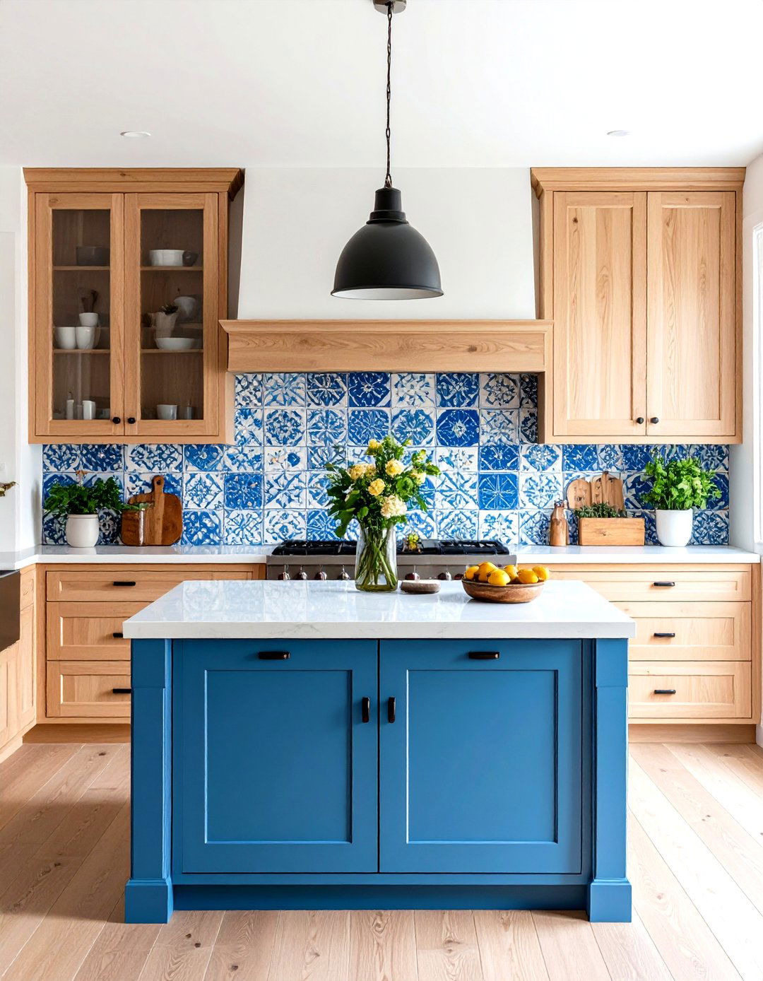 Colorful Patterned Cement Tile Backsplash - 30 easy backsplash ideas