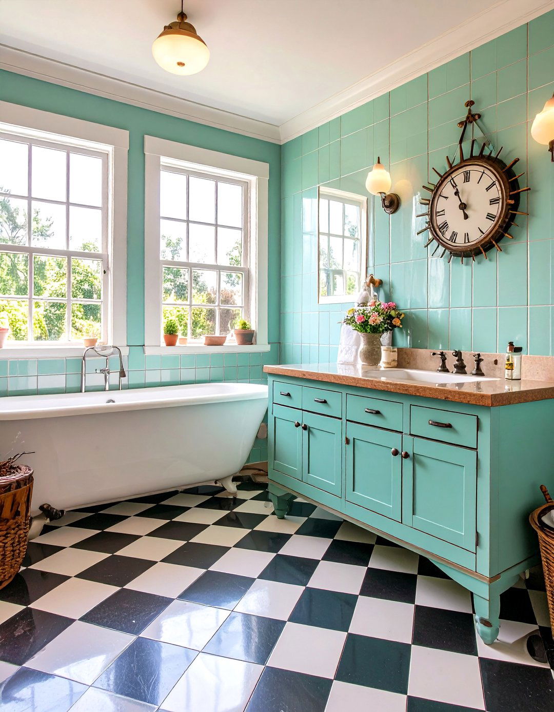 Colorful Retro Bathroom Fun - 30 3d bathroom design ideas