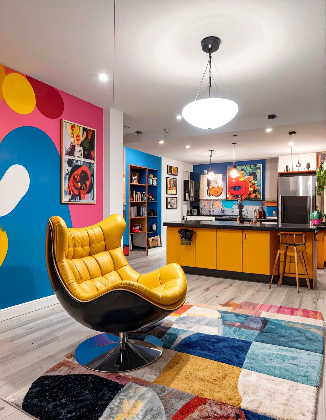 Colorful Retro Pop Art Basement - 30 basement family room ideas