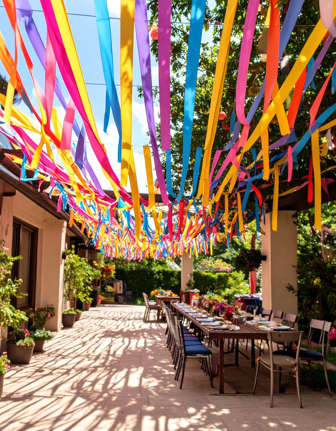 Colorful Ribbon Canopy - 30 cheap patio cover ideas