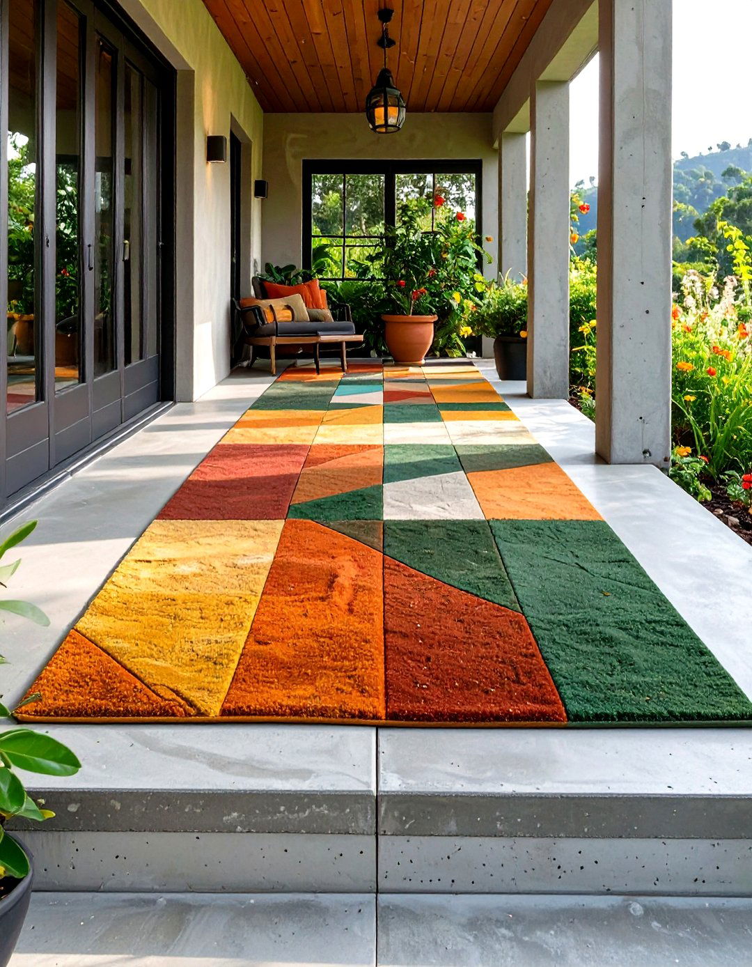 Colorful Scored Concrete Porch - 30 concrete porch ideas