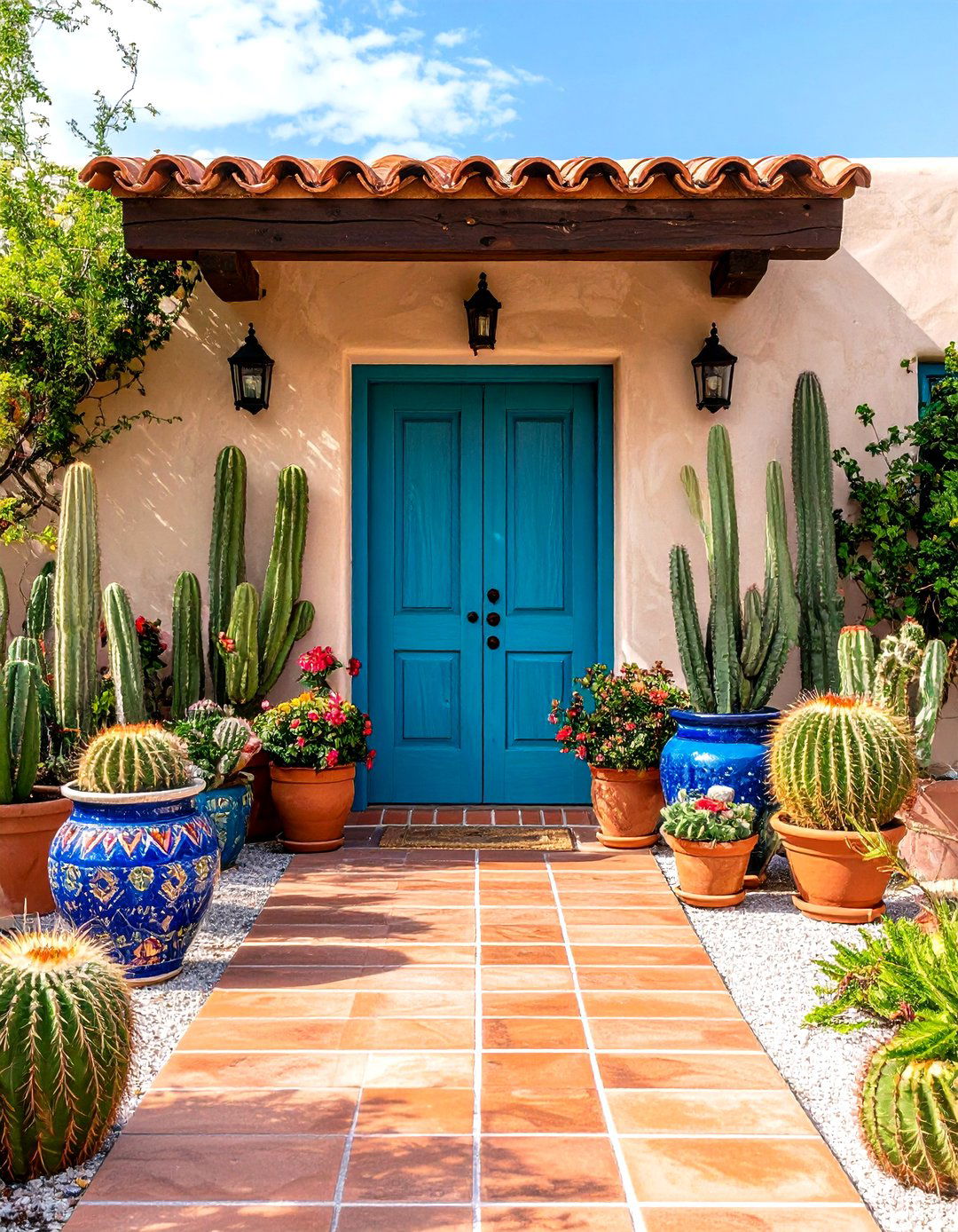 Colorful Southwestern Front Porch - 30 front door porch ideas