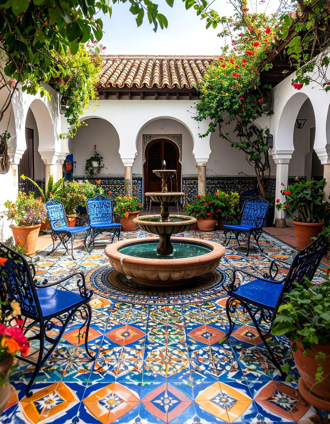 Colorful Talavera Tile Courtyard - 30 backyard designs mx