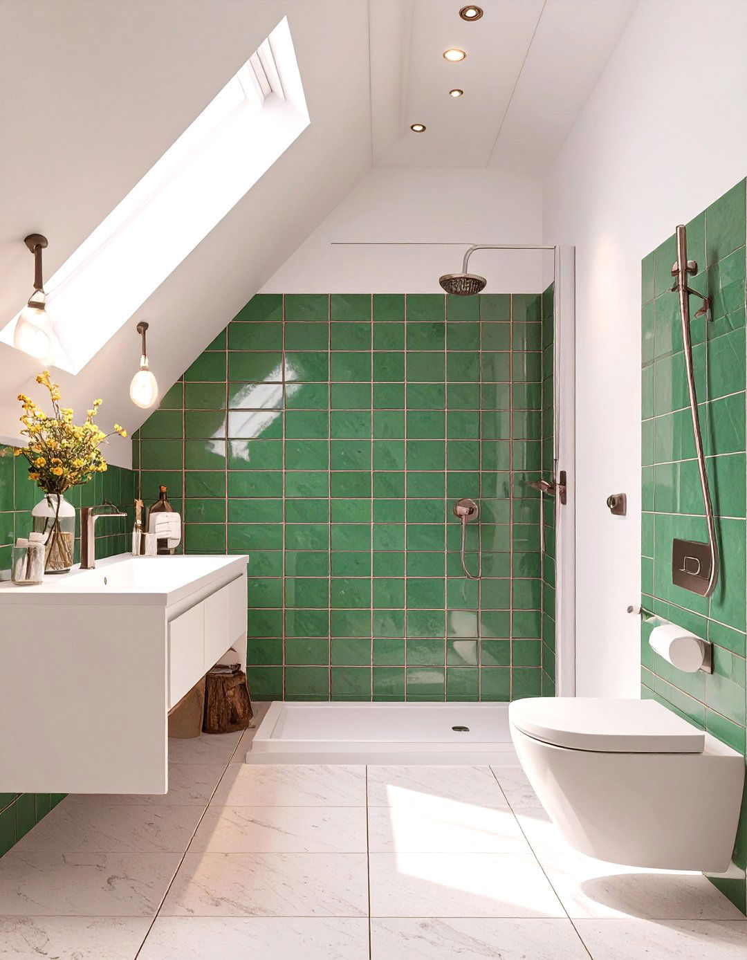 Colorful Tiled Attic Bathroom - 30 attic bathroom ideas