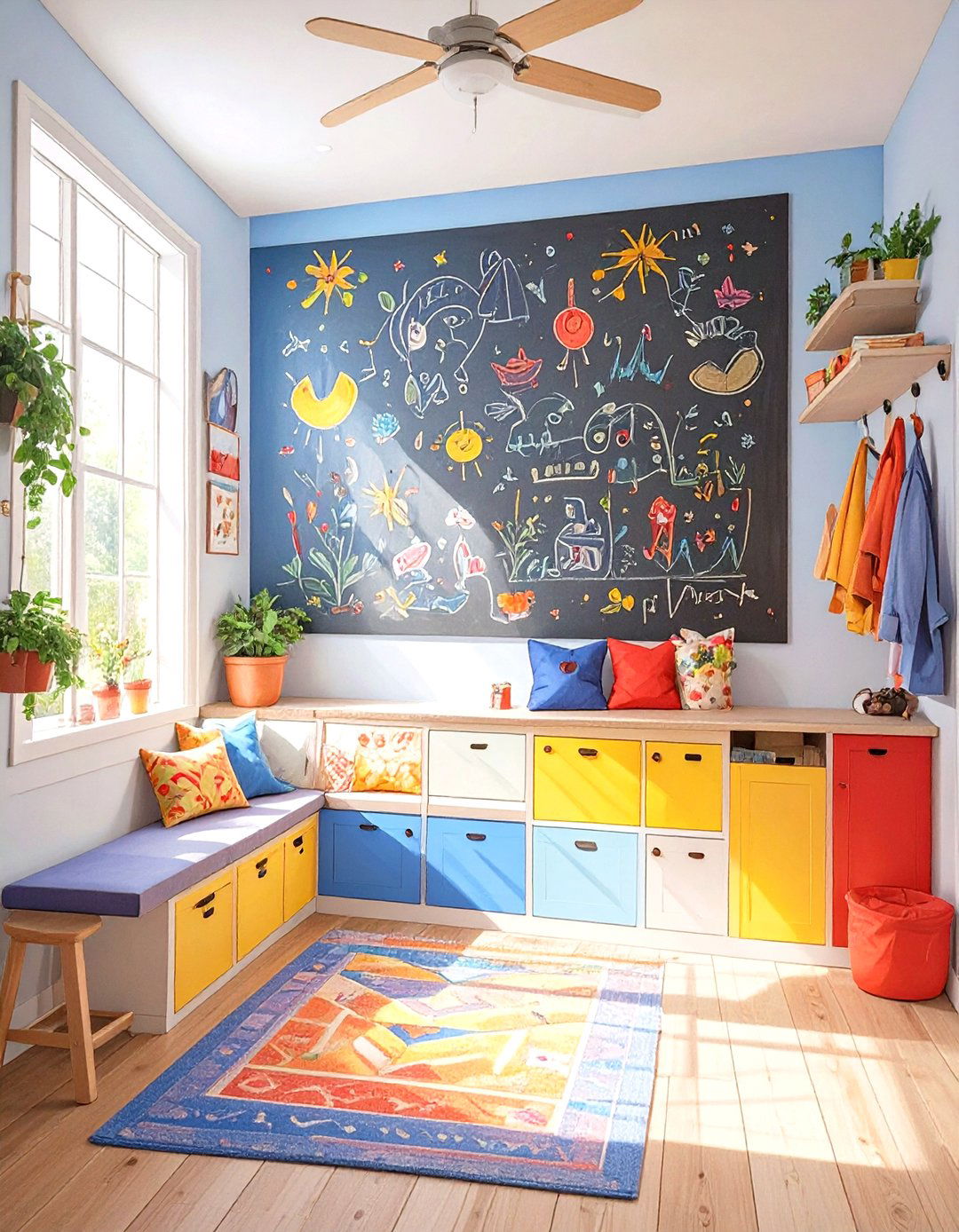 Colorful and Playful Family Mudroom - 30 modern mudroom ideas