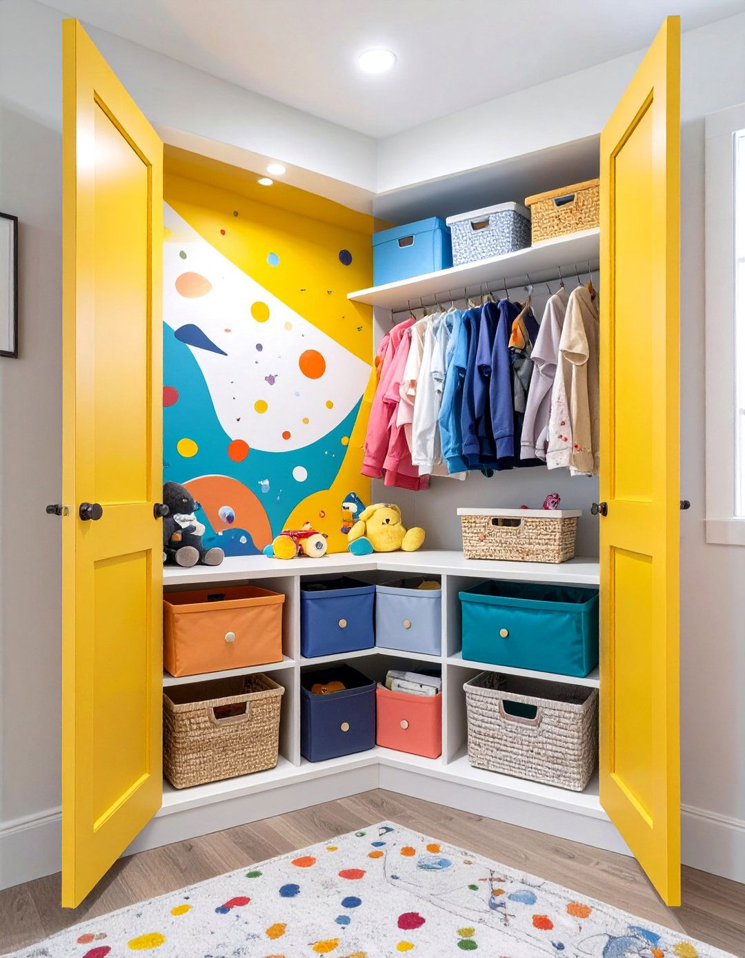 Colorful and Playful Kids Closet - 30 corner closet ideas