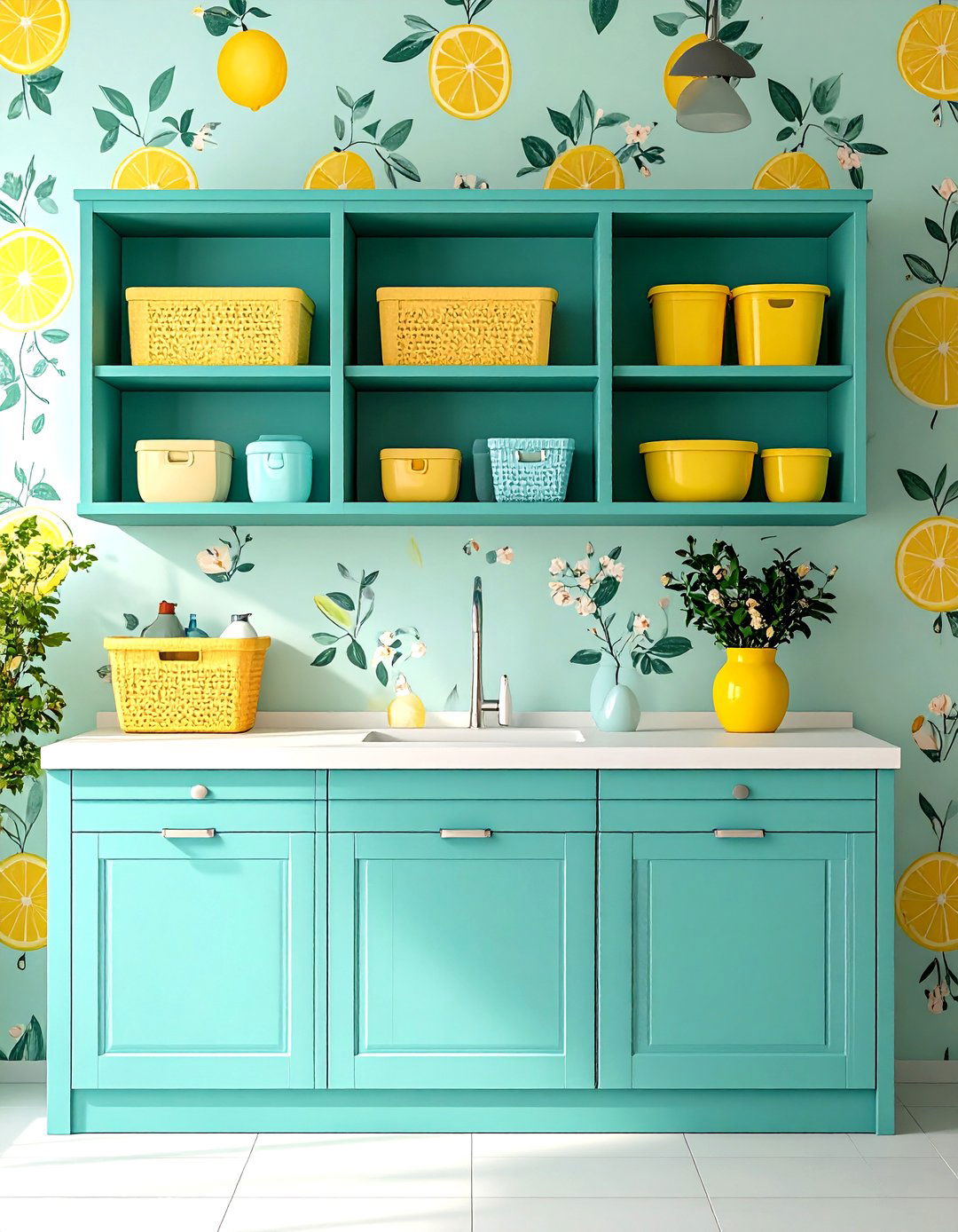 Colorful and Playful Laundry Shelves - 30 laundry shelf ideas