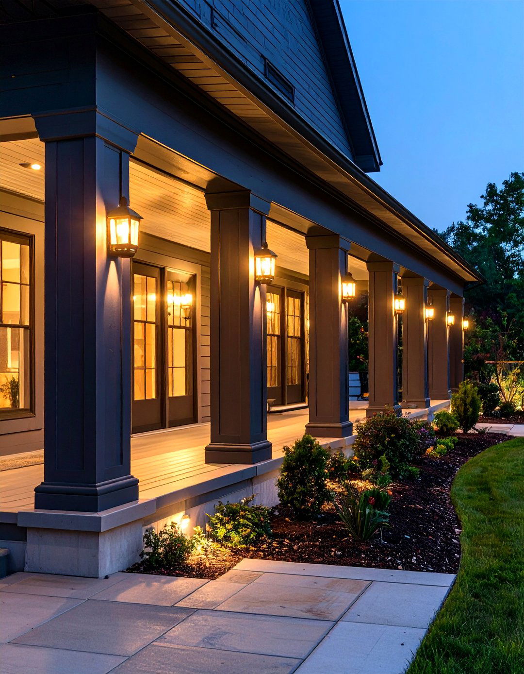 Columns with Built In Lighting - 30 front porch column ideas
