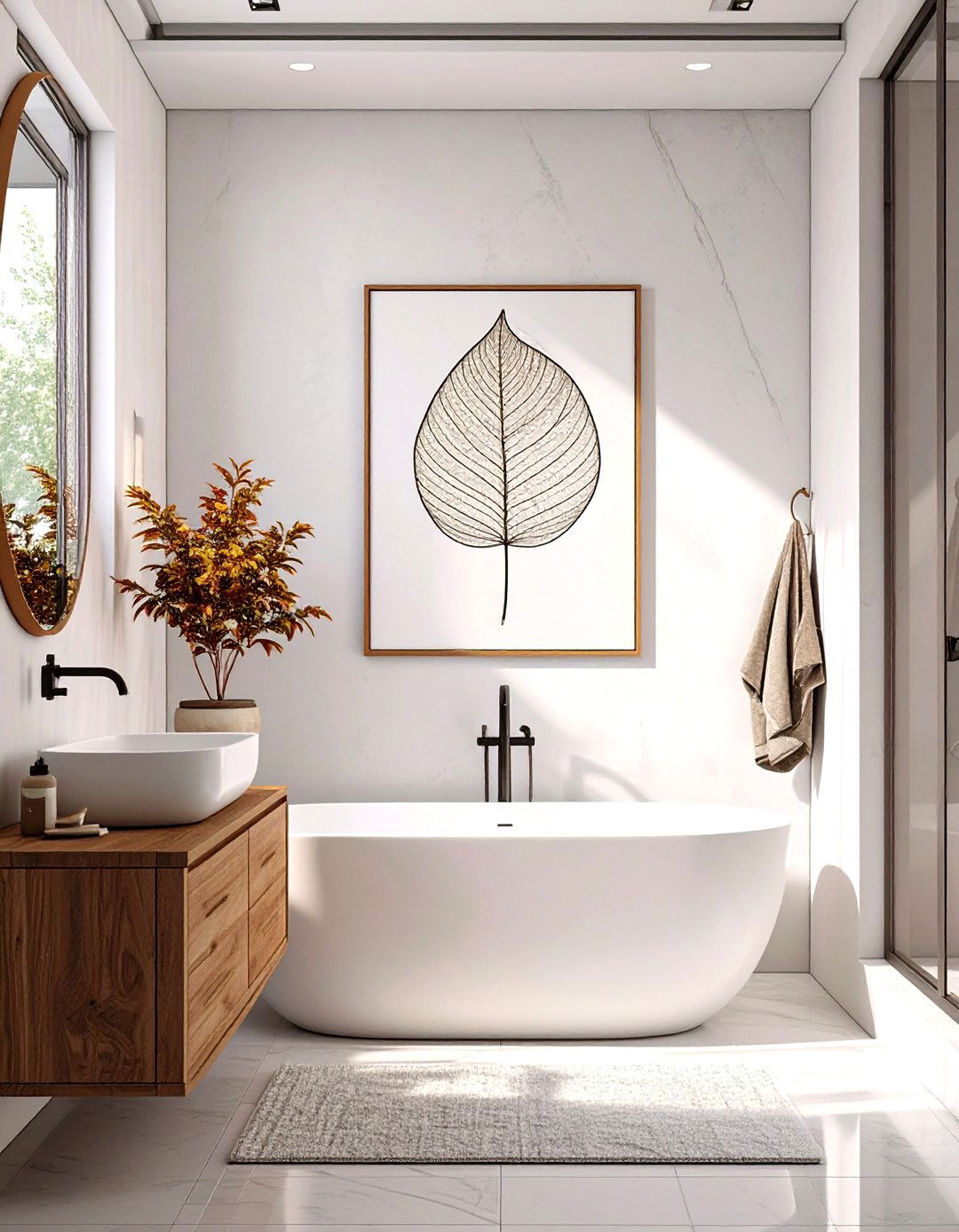 Combining Textures for Depth - 30 scandinavian bathroom design ideas