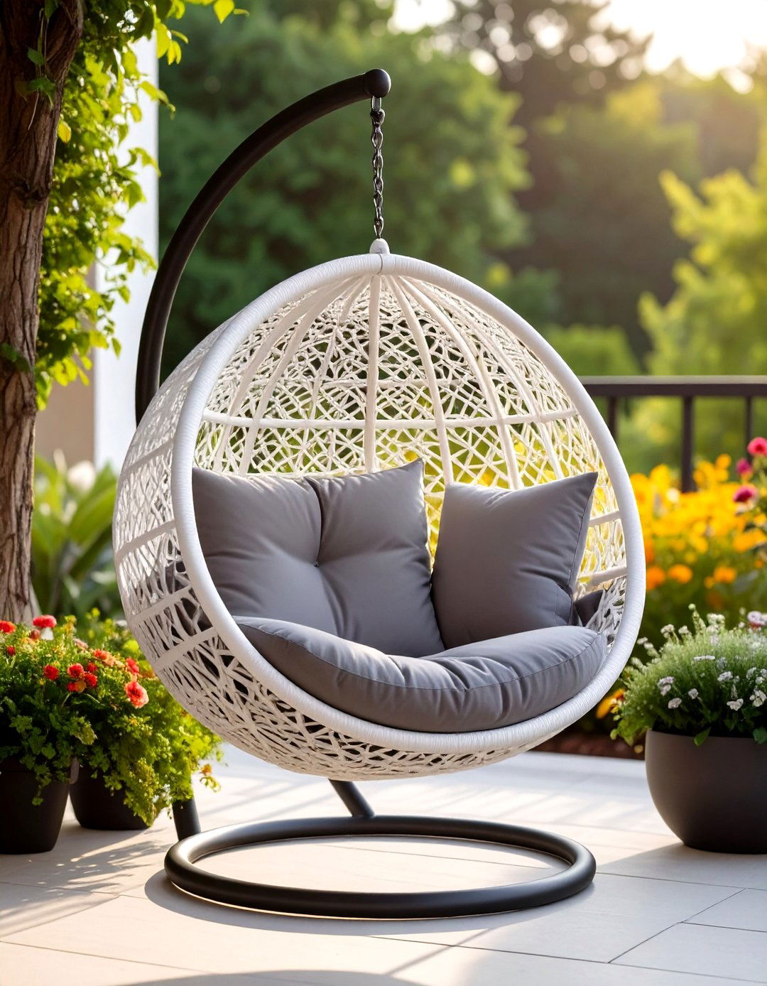 Comfortable Hanging Egg Chair - 30 outdoor patio decor ideas