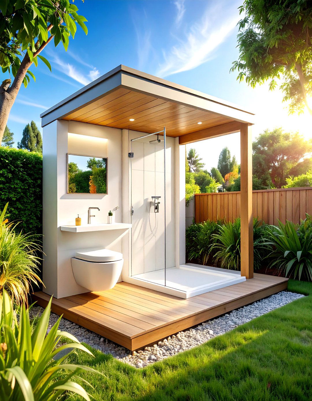 Compact All in One Unit - 30 pool bathroom ideas