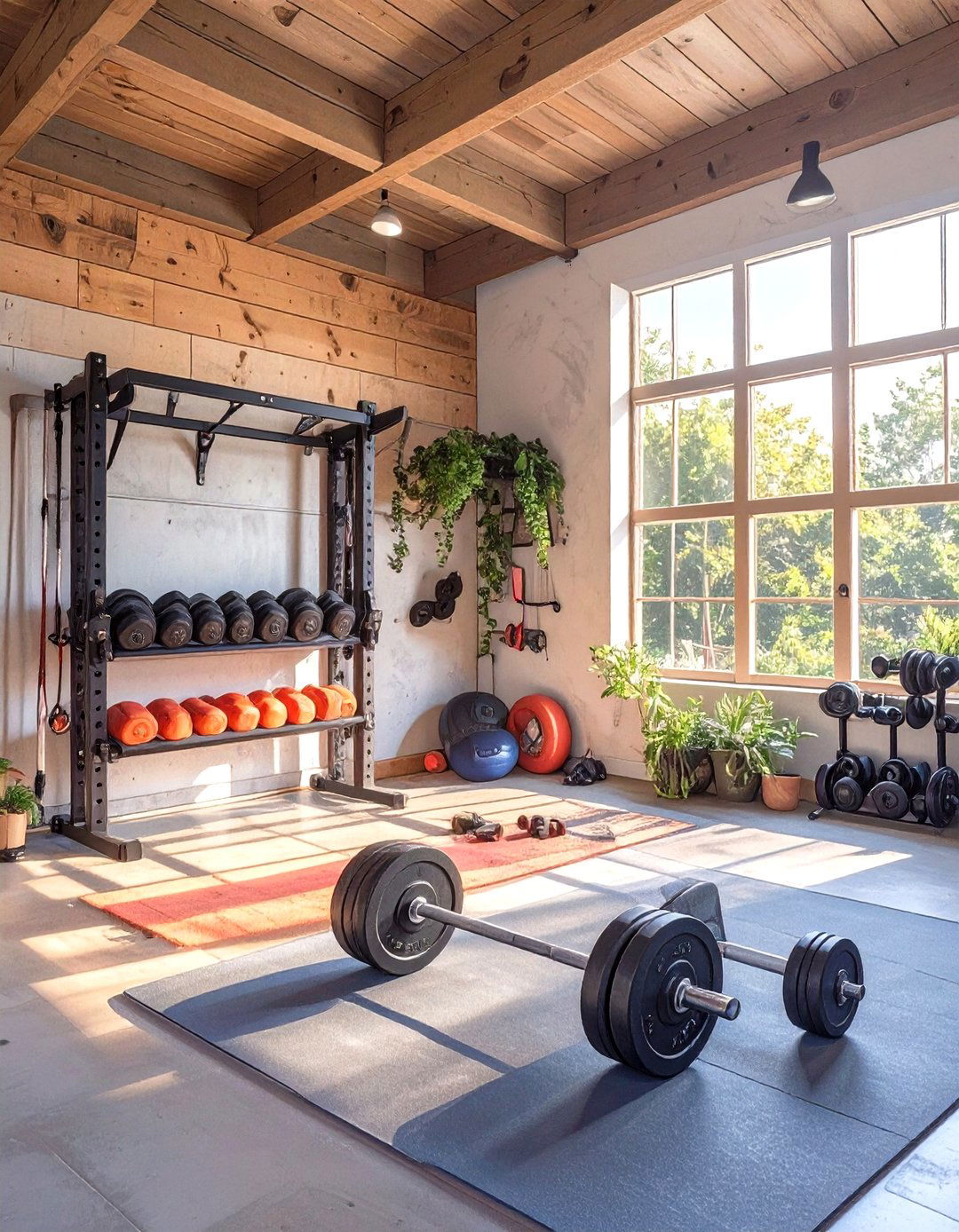 Compact Garage Home Gym Corner - 30 small garage man cave ideas