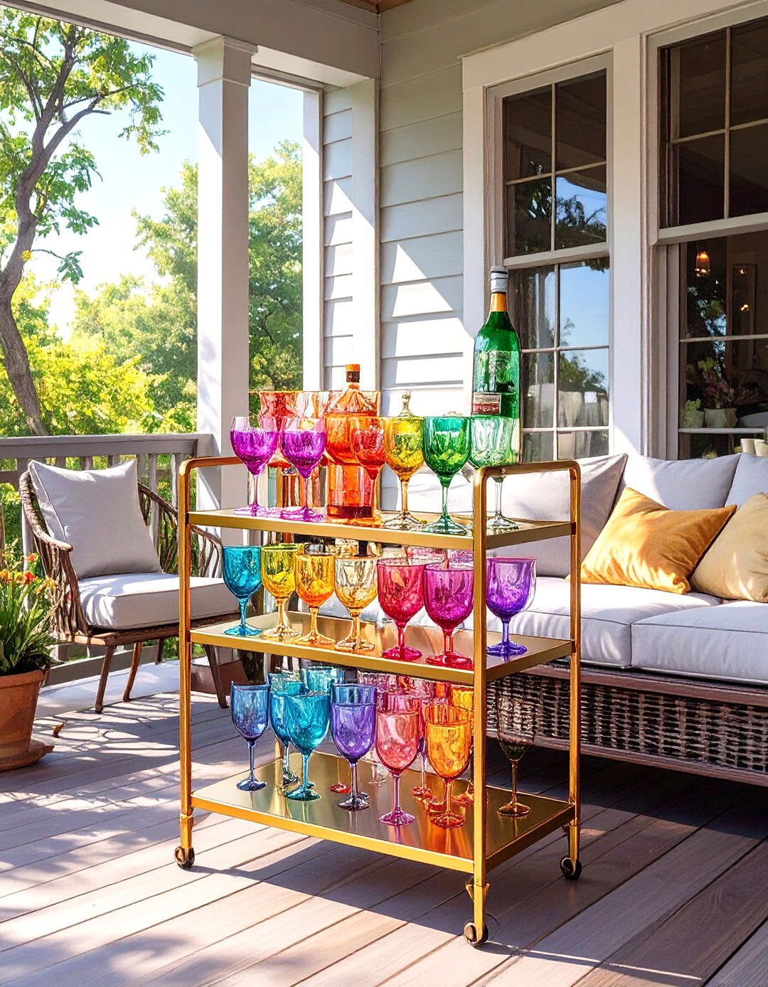Compact Outdoor Bar Cart for Entertaining - 30 small back porch ideas