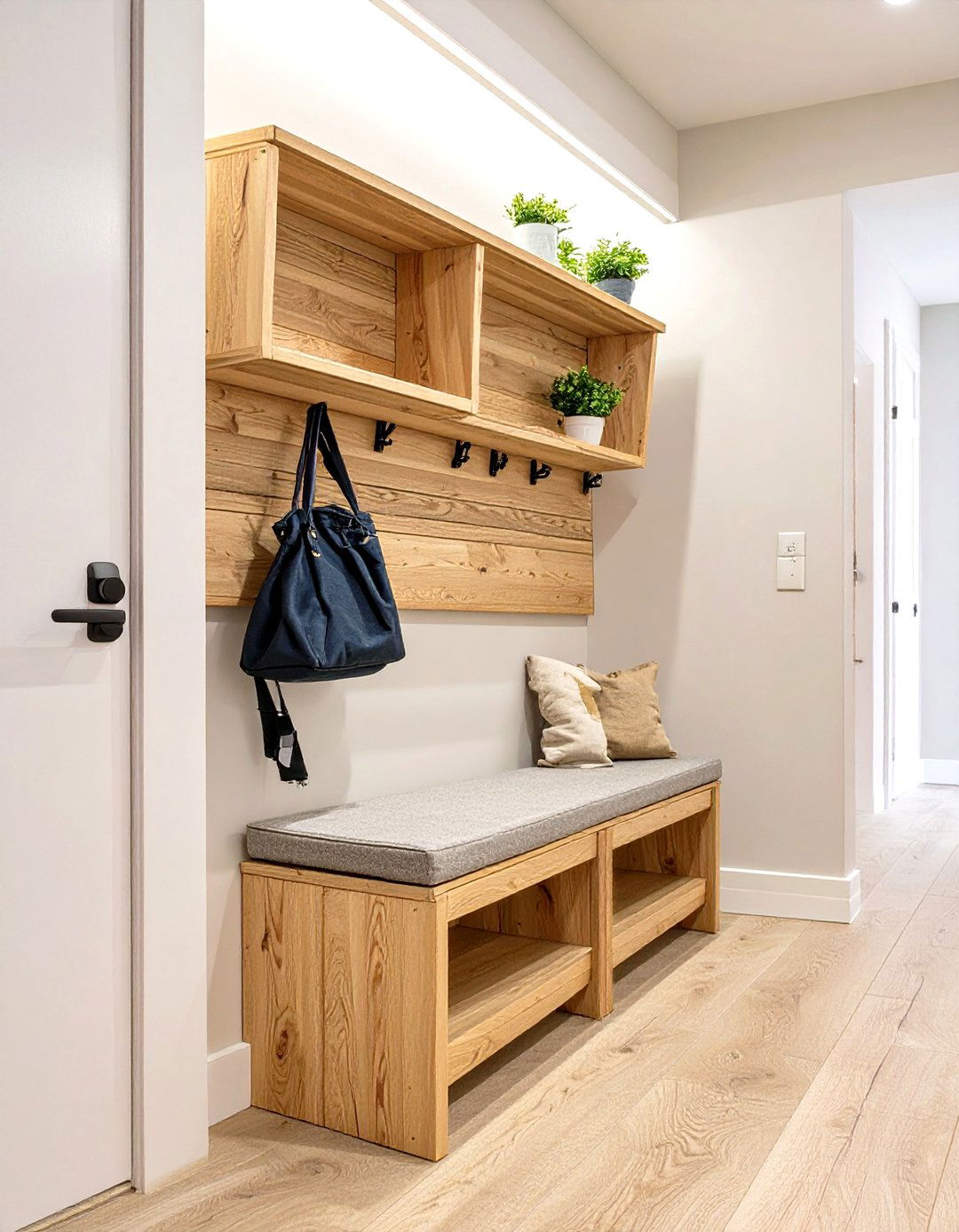 Compact Wall Mounted Fold Down Bench - 30 mudroom bench ideas
