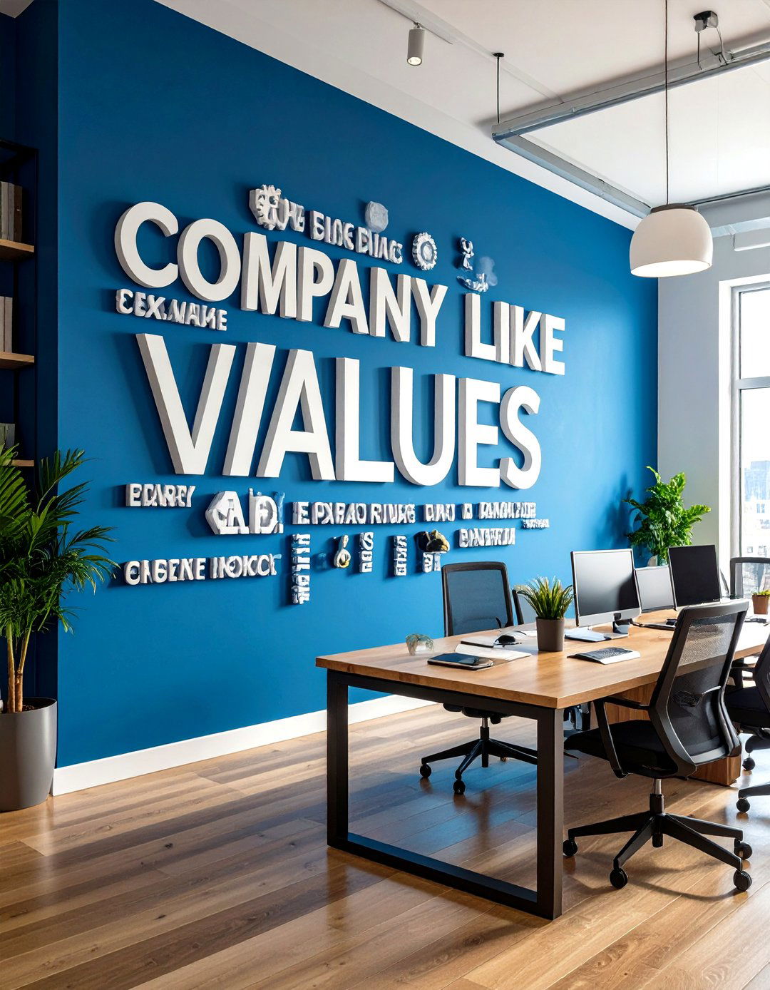 Company Values Word Cloud Design - 30 professional office wall decor ideas