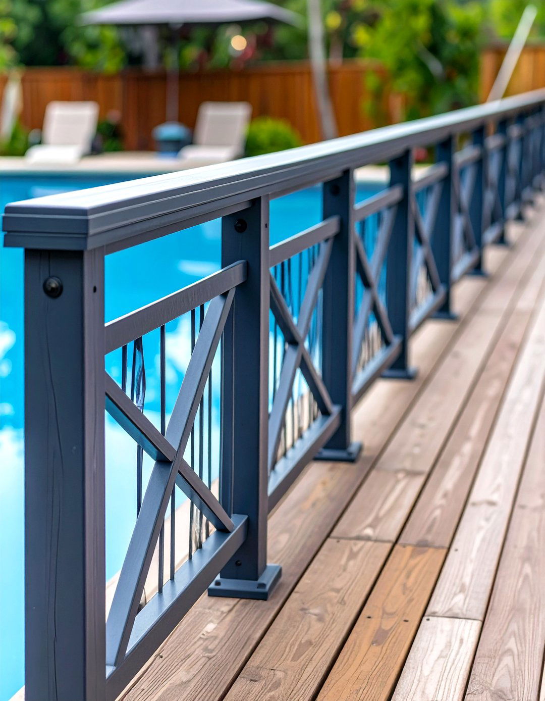 Composite Deck Railing with Drink Rail - 30 pool deck railing ideas