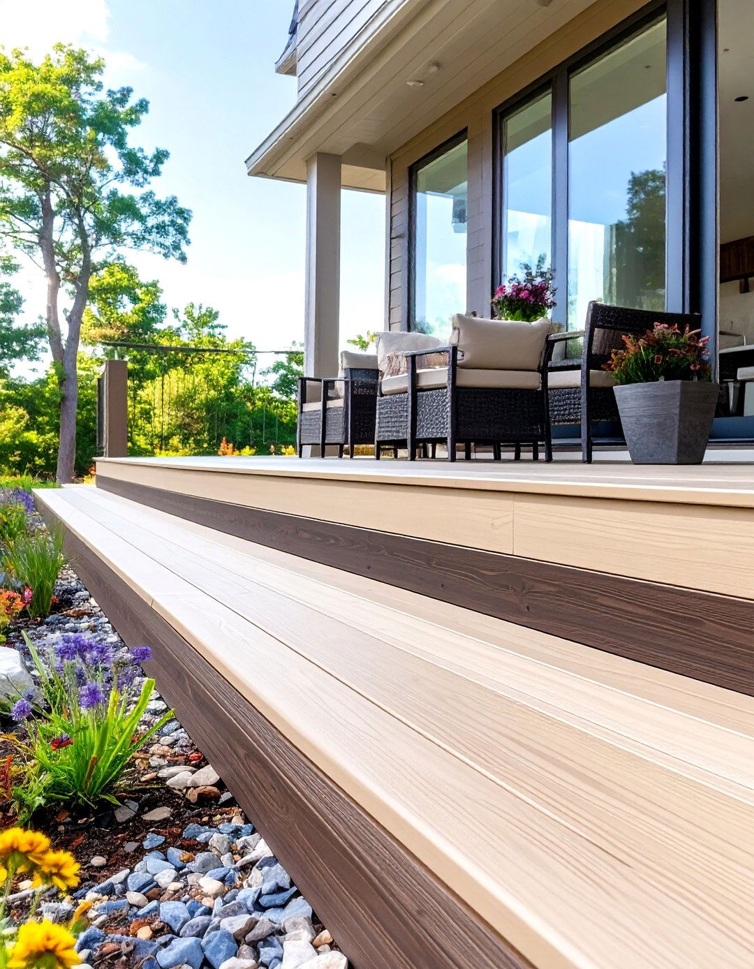 Composite Deck Skirting in Two Tones - 30 horizontal deck skirting ideas