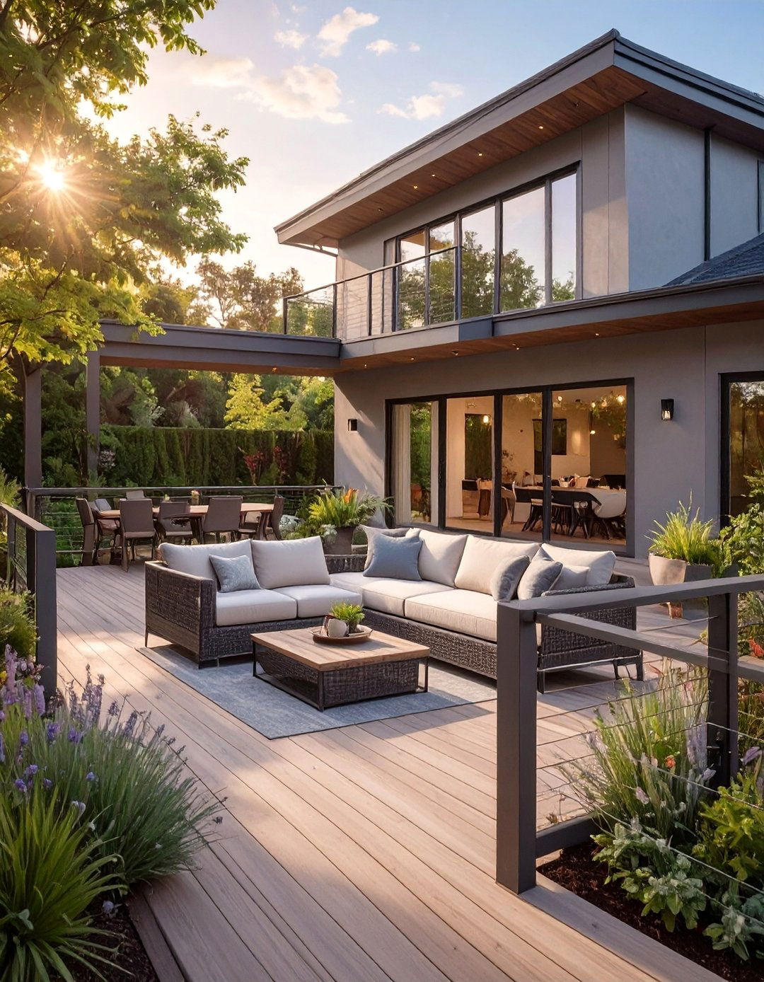 Composite Frame Cable Deck Railing - 30 cable deck railing ideas