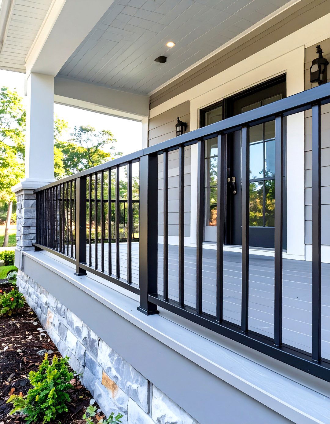 Composite Porch Railing with Metal Balusters - 30 modern front porch railing ideas