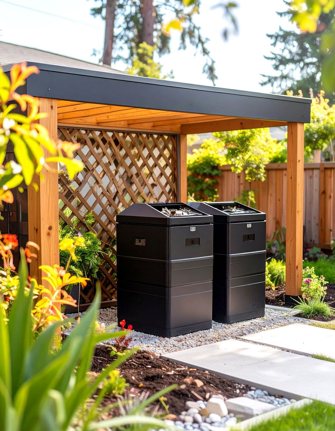Composting Area with Discreet Bins - 30 side yard landscaping ideas