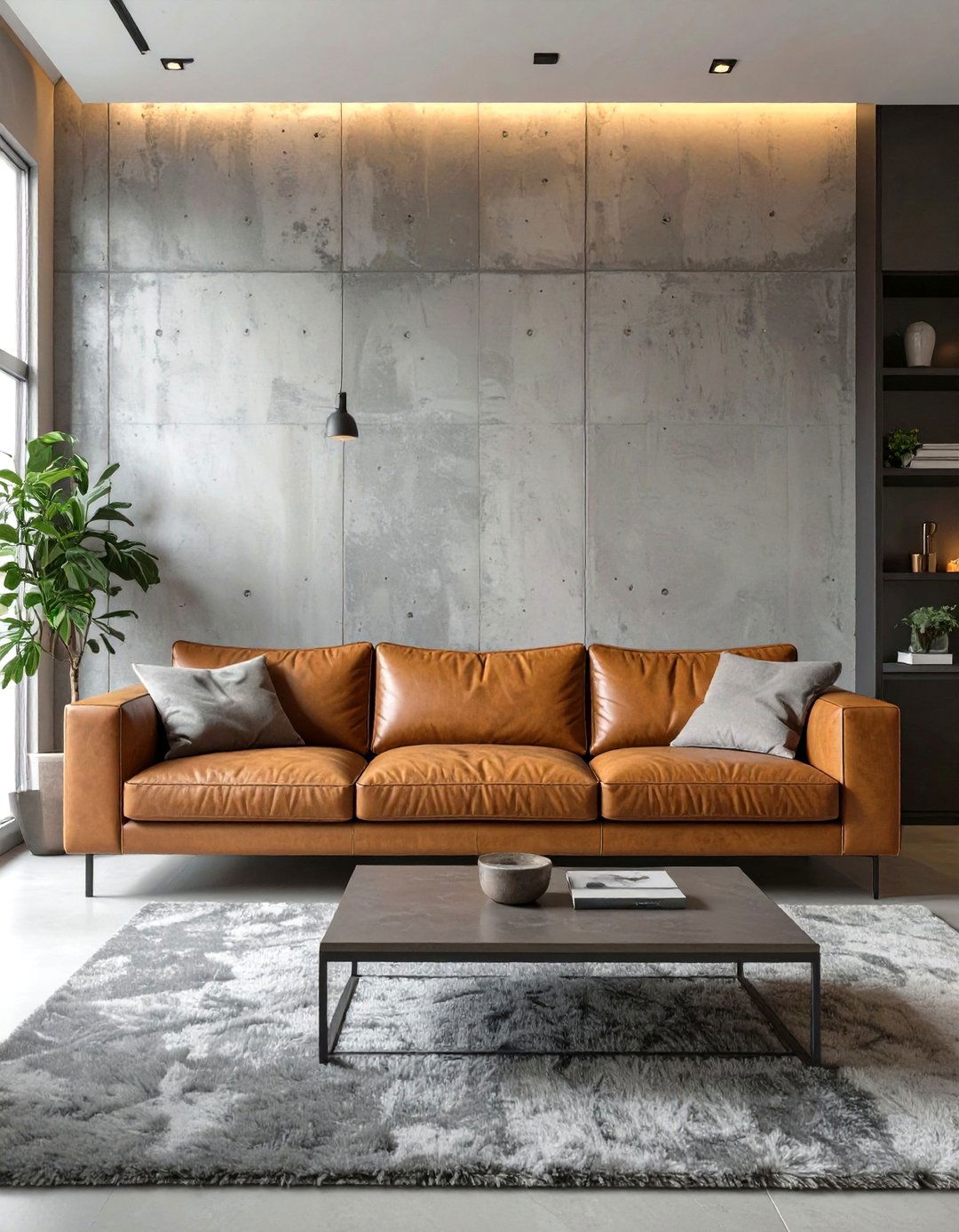 Concrete Accent Family Room - 30 modern family room ideas