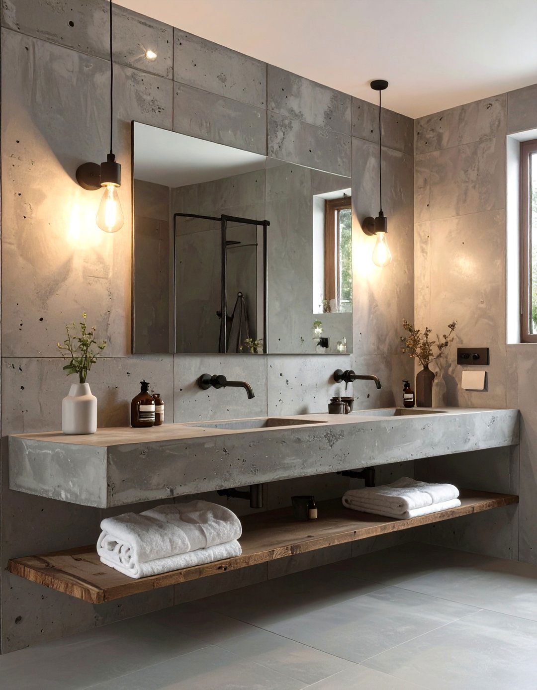 Concrete Base Accent Sconces - 30 bathroom vanity lighting ideas