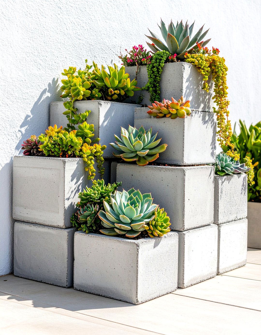Concrete Block Planters for a Budget Patio - 30 patio ideas on a budget