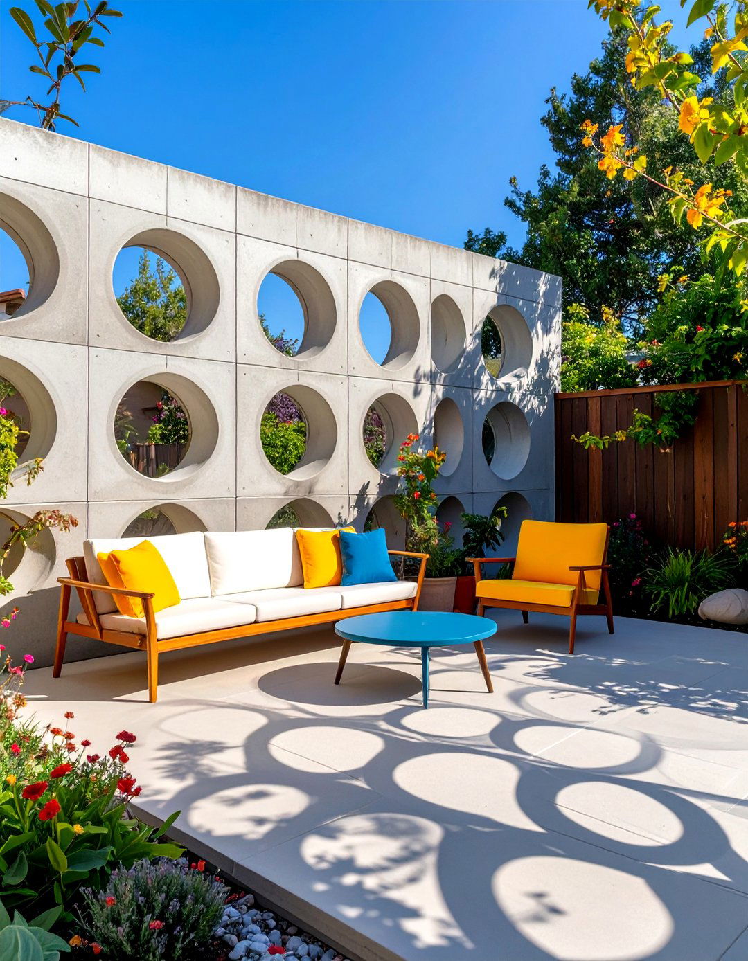 Concrete Block Screen Wall - 30 small garden fence ideas