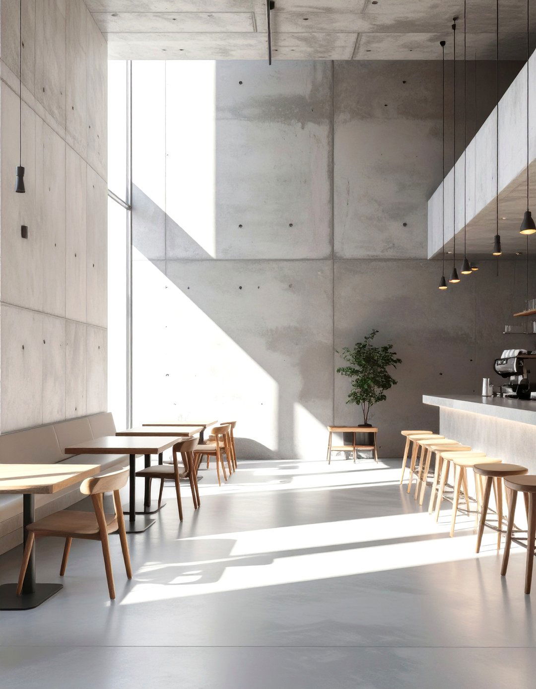 Concrete Brutalist Cafe - 30 cafe interior design ideas