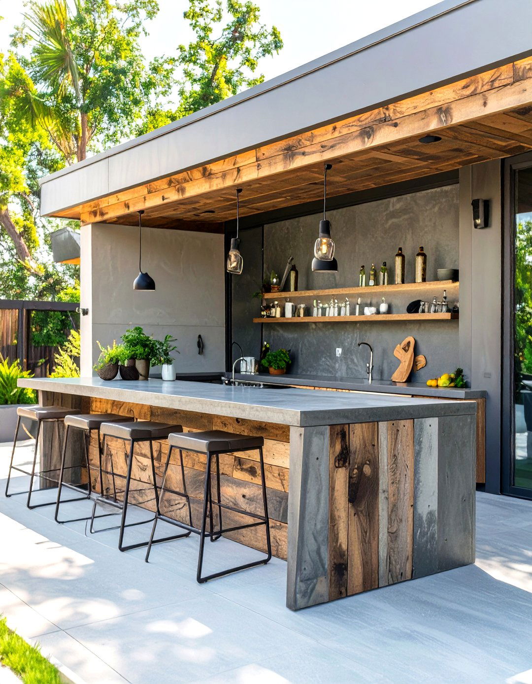 Concrete Countertop Outdoor Bar - 30 rustic outdoor bar ideas