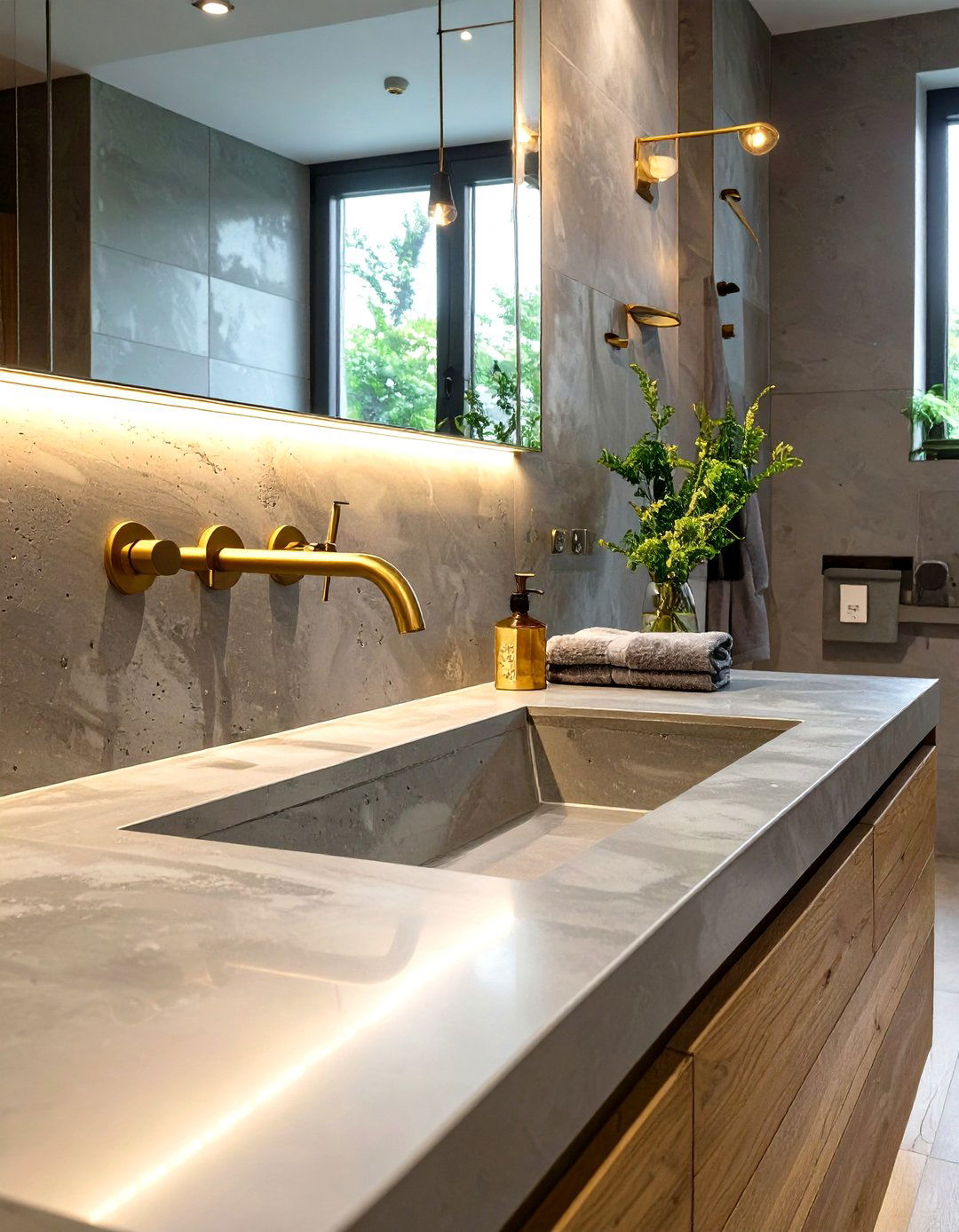 Concrete Countertops and Sinks - 30 ultra modern modern luxury bathroom design ideas