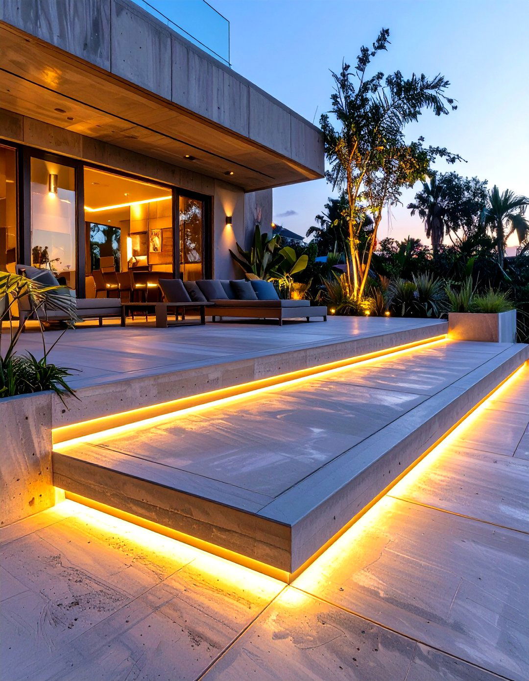 Concrete Deck with Built in Lighting - 30 concrete deck ideas