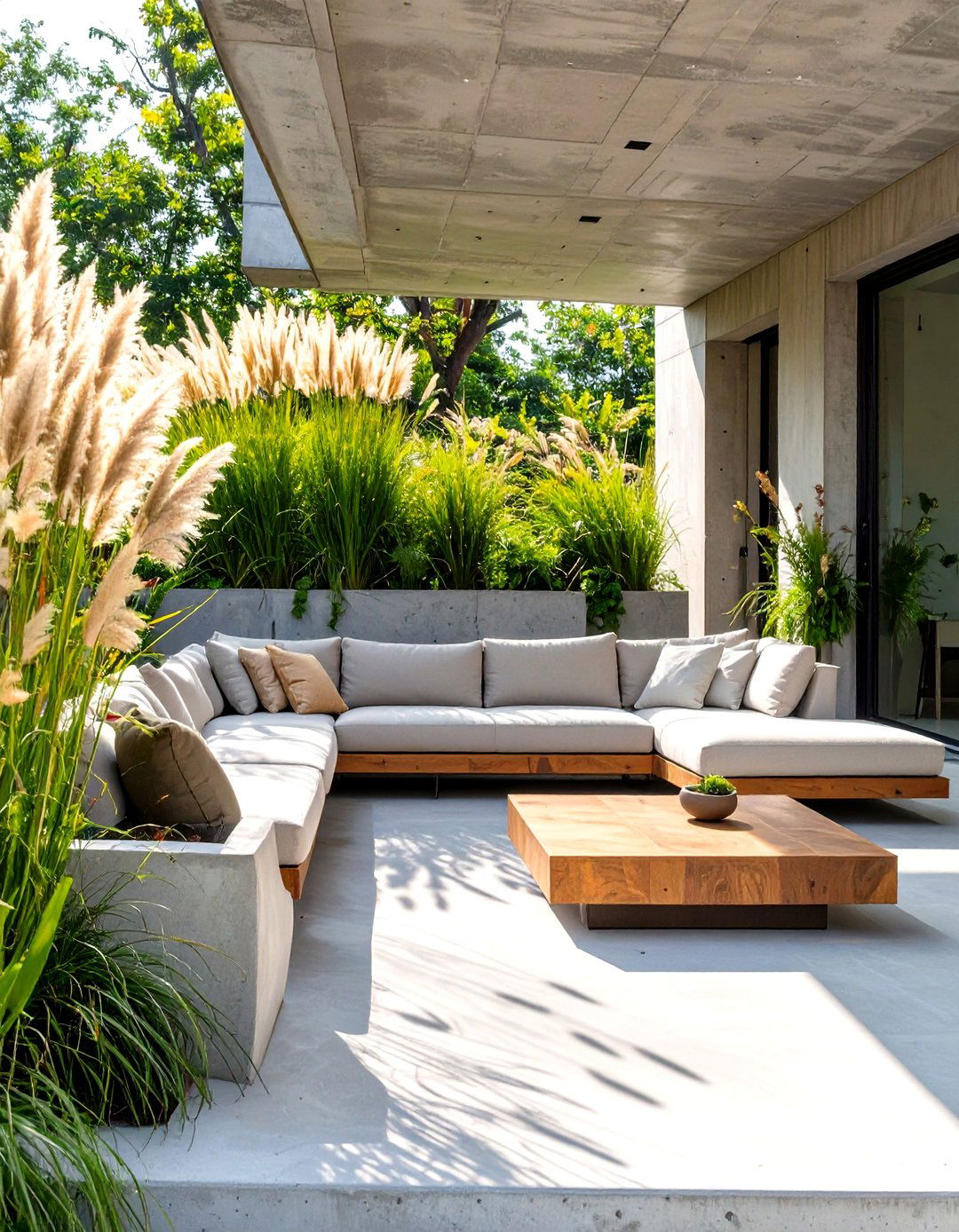 Concrete Deck with Integrated Planters - 30 concrete deck ideas