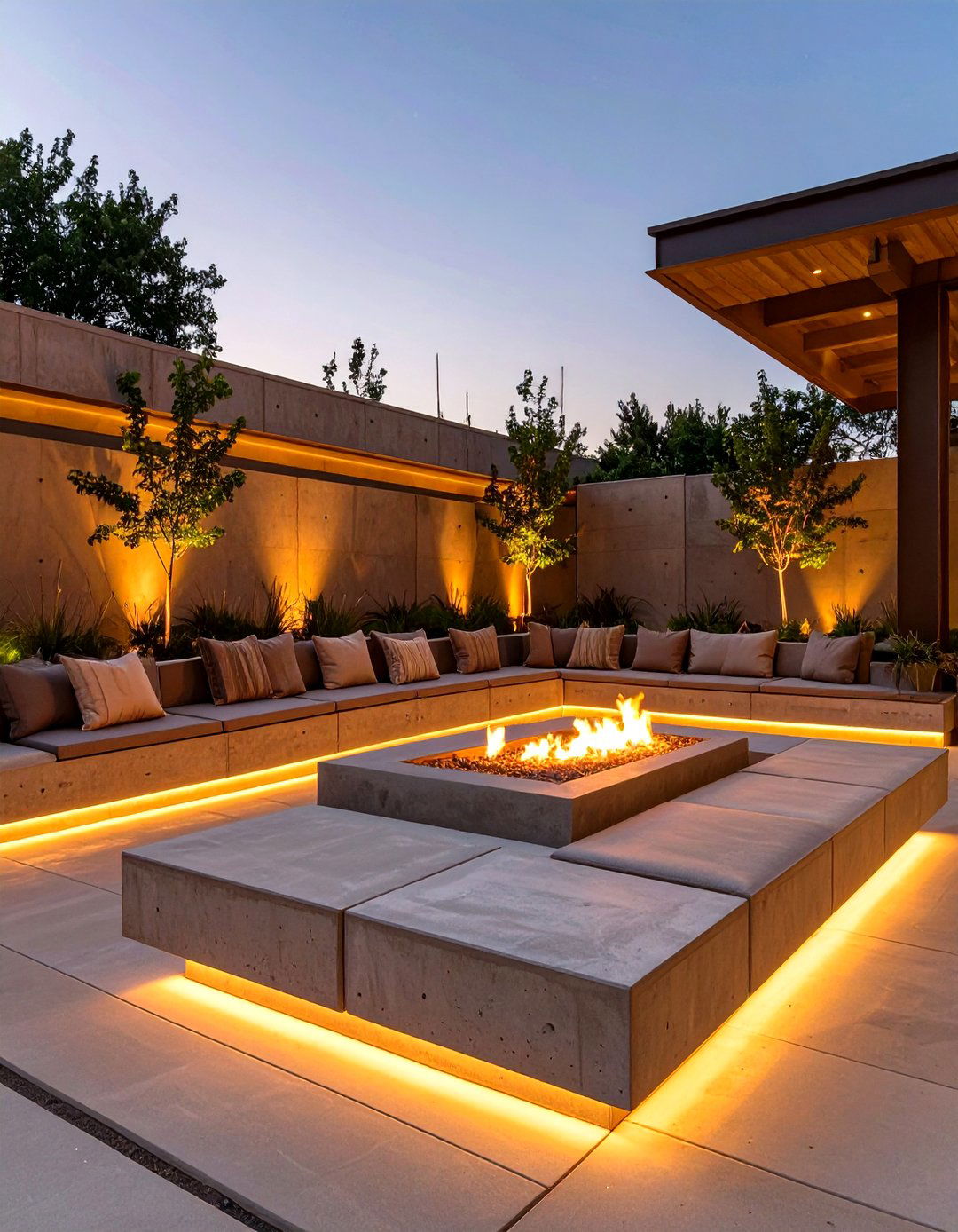 Concrete Deck with a Sunken Seating Area - 30 concrete deck ideas